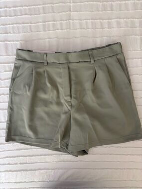 High-Rise Sage Green Women's Tailored Shorts